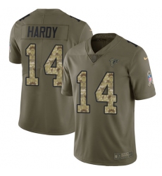 Youth Nike Atlanta Falcons #14 Justin Hardy Limited Olive/Camo 2017 Salute to Service NFL Jersey