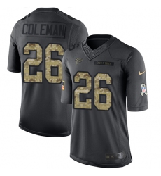 Men's Nike Atlanta Falcons #26 Tevin Coleman Limited Black 2016 Salute to Service NFL Jersey
