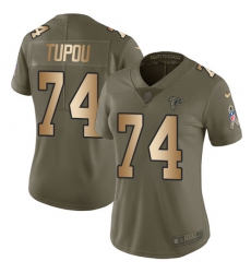 Women's Nike Atlanta Falcons #74 Tani Tupou Limited Olive/Gold 2017 Salute to Service NFL Jersey