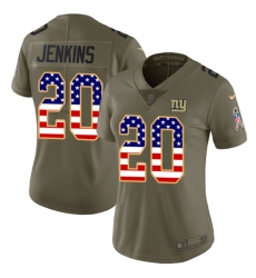 Women's Nike New York Giants #20 Janoris Jenkins Limited Olive/USA Flag 2017 Salute to Service NFL Jersey