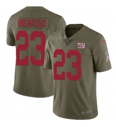 Youth Nike New York Giants #23 Duke Ihenacho Limited Olive 2017 Salute to Service NFL Jersey