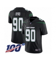 Men's New York Jets #90 Dennis Byrd Black Alternate Vapor Untouchable Limited Player 100th Season Football Jersey