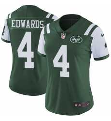Women's Nike New York Jets #4 Lac Edwards Green Team Color Vapor Untouchable Limited Player NFL Jersey