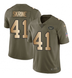 Men's Nike New York Jets #41 Buster Skrine Limited Olive/Gold 2017 Salute to Service NFL Jersey