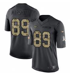 Men's Nike New York Jets #89 Jalin Marshall Limited Black 2016 Salute to Service NFL Jersey