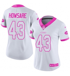 Women's Nike New York Jets #43 Julian Howsare Limited White/Pink Rush Fashion NFL Jersey