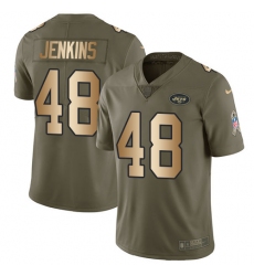 Men's Nike New York Jets #48 Jordan Jenkins Limited Olive/Gold 2017 Salute to Service NFL Jersey