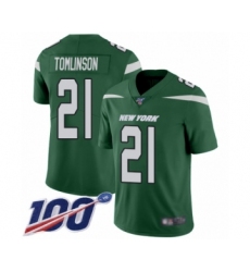 Men's New York Jets #21 LaDainian Tomlinson Green Team Color Vapor Untouchable Limited Player 100th Season Football Jersey