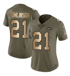 Women's Nike New York Jets #21 LaDainian Tomlinson Limited Olive/Gold 2017 Salute to Service NFL Jersey