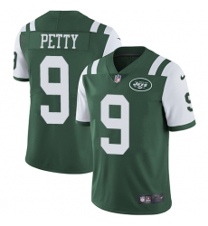 Men's Nike New York Jets #9 Bryce Petty Green Team Color Vapor Untouchable Limited Player NFL Jersey