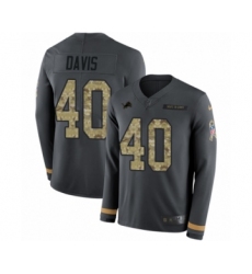 Youth Nike Detroit Lions #40 Jarrad Davis Limited Black Salute to Service Therma Long Sleeve NFL Jersey