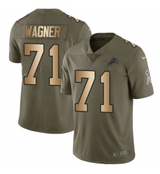 Youth Nike Detroit Lions #71 Ricky Wagner Limited Olive/Gold Salute to Service NFL Jersey