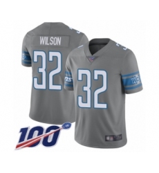 Men's Detroit Lions #32 Tavon Wilson Limited Steel Rush Vapor Untouchable 100th Season Football Jersey
