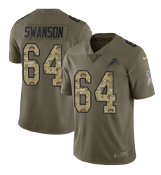 Youth Nike Detroit Lions #64 Travis Swanson Limited Olive/Camo Salute to Service NFL Jersey