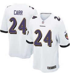 Men's Nike Baltimore Ravens #24 Brandon Carr Game White NFL Jersey