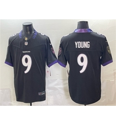Men's Baltimore Ravens #9 Zion Young Black 2026 F.U.S.E. Vapor Stitched Limited Football Jersey
