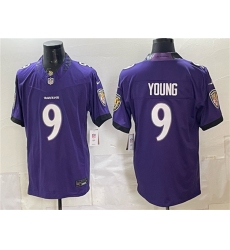 Men's Baltimore Ravens #9 Zion Young Purple 2026 F.U.S.E. Vapor Limited Football Stitched Jersey