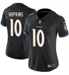 Women's Baltimore Ravens #10 DeAndre Hopkins Black 2025 Vapor Football Jersey(Run Small)