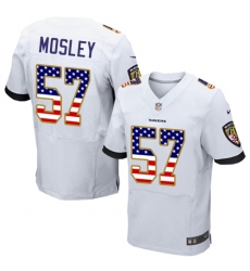 Men's Nike Baltimore Ravens #57 C.J. Mosley Elite White Road USA Flag Fashion NFL Jersey