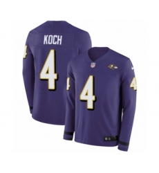 Youth Nike Baltimore Ravens #4 Sam Koch Limited Purple Therma Long Sleeve NFL Jersey