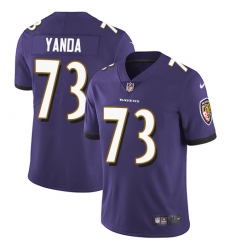 Youth Nike Baltimore Ravens #73 Marshal Yanda Purple Team Color Vapor Untouchable Limited Player NFL Jersey