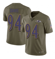 Men's Nike Baltimore Ravens #94 Carl Davis Limited Olive 2017 Salute to Service NFL Jersey