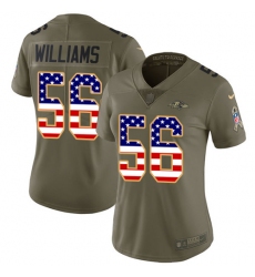 Women's Nike Baltimore Ravens #56 Tim Williams Limited Olive/USA Flag Salute to Service NFL Jersey