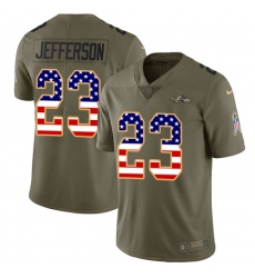Men's Nike Baltimore Ravens #23 Tony Jefferson Limited Olive/USA Flag Salute to Service NFL Jersey