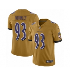 Men's Baltimore Ravens #93 Chris Wormley Limited Gold Inverted Legend Football Jersey