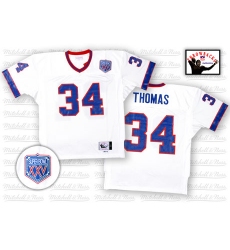 Mitchell And Ness Buffalo Bills #34 Thurman Thomas White Authentic Throwback NFL Jersey