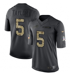 Men's Nike Buffalo Bills #5 Tyrod Taylor Limited Black 2016 Salute to Service NFL Jersey