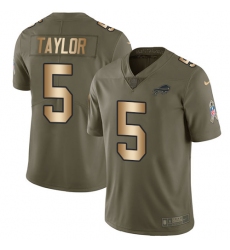 Men's Nike Buffalo Bills #5 Tyrod Taylor Limited Olive/Gold 2017 Salute to Service NFL Jersey