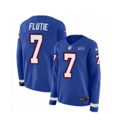Women's Nike Buffalo Bills #7 Doug Flutie Limited Royal Blue Therma Long Sleeve NFL Jersey