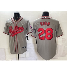Men's Philadelphia Phillies #28 Alec Bohm Gray 2026 Field of Dreams Stadium Stitched Baseball Jersey