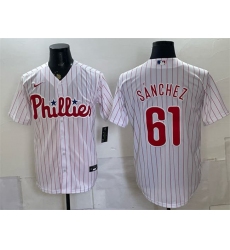 Men's Philadelphia Phillies #61 Cristopher Sánchez White Cool Base Stitched Jersey
