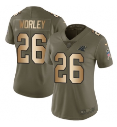 Women's Nike Carolina Panthers #26 Daryl Worley Limited Olive/Gold 2017 Salute to Service NFL Jersey