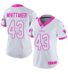 Women's Nike Carolina Panthers #43 Fozzy Whittaker Limited White/Pink Rush Fashion NFL Jersey