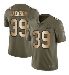 Men's Nike Chicago Bears #39 Eddie Jackson Limited Olive/Gold Salute to Service NFL Jersey
