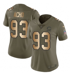 Women's Nike Chicago Bears #93 Sam Acho Limited Olive/Gold Salute to Service NFL Jersey
