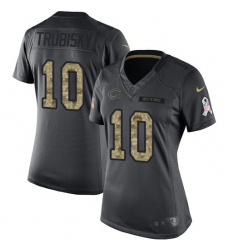 Women's Nike Chicago Bears #10 Mitchell Trubisky Limited Black 2016 Salute to Service NFL Jersey