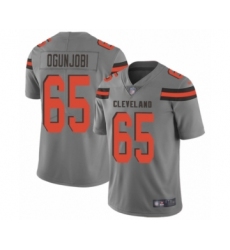 Men's Cleveland Browns #65 Larry Ogunjobi Limited Gray Inverted Legend Football Jersey