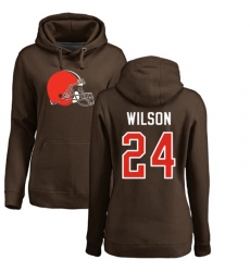 NFL Women's Nike Cleveland Browns #24 Howard Wilson Brown Name & Number Logo Pullover Hoodie