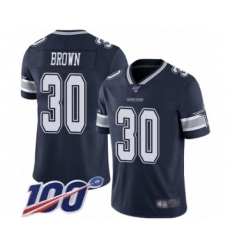 Men's Dallas Cowboys #30 Anthony Brown Navy Blue Team Color Vapor Untouchable Limited Player 100th Season Football Jersey