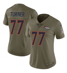 Women's Nike Denver Broncos #77 Billy Turner Limited Olive 2017 Salute to Service NFL Jersey