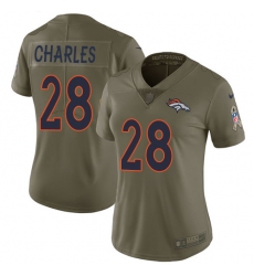 Women's Nike Denver Broncos #28 Jamaal Charles Limited Olive 2017 Salute to Service NFL Jersey