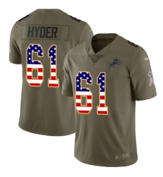 Men's Nike Detroit Lions #61 Kerry Hyder Limited Olive/USA Flag Salute to Service NFL Jersey