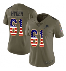 Women's Nike Detroit Lions #61 Kerry Hyder Limited Olive/USA Flag Salute to Service NFL Jersey