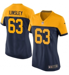 Women's Nike Green Bay Packers #63 Corey Linsley Limited Navy Blue Alternate NFL Jersey