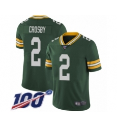 Men's Green Bay Packers #2 Mason Crosby Green Team Color Vapor Untouchable Limited Player 100th Season Football Jersey