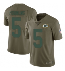 Youth Nike Green Bay Packers #5 Paul Hornung Limited Olive 2017 Salute to Service NFL Jersey